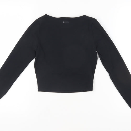 ASOS Women Black Cropped Long Sleeve Top UK 4