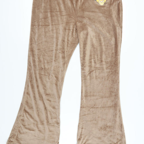 Disney Women’s Brown Flared Velour Trousers L