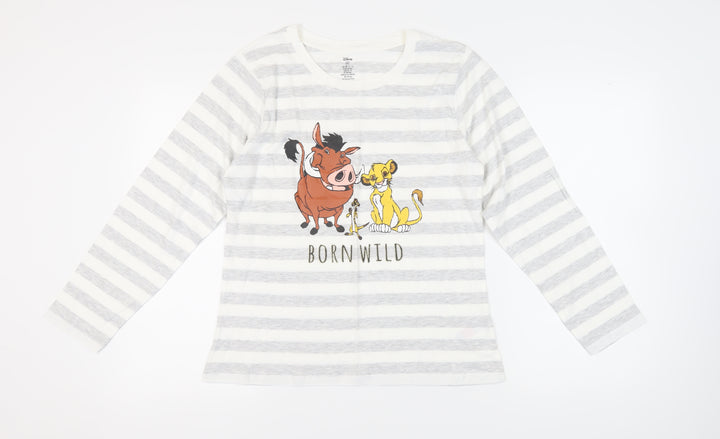 Disney Women's Lion King Nightshirt, Size 12-14, White Striped