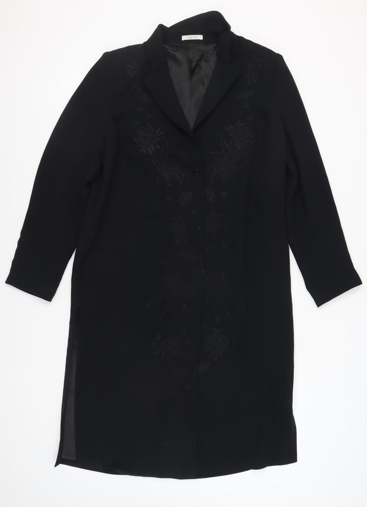 PLATINUM Women's Black Long Overcoat Size 16
