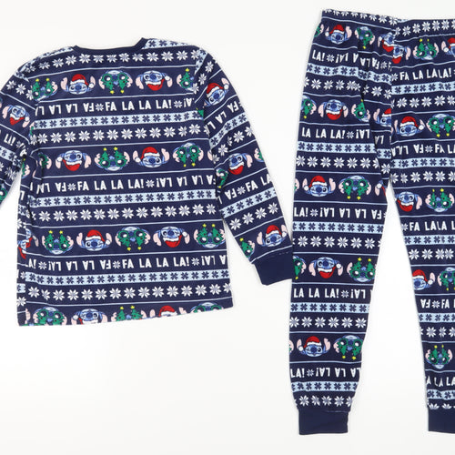 Disney Girls Blue Stitch Christmas Pyjama Set, 9-10 Years