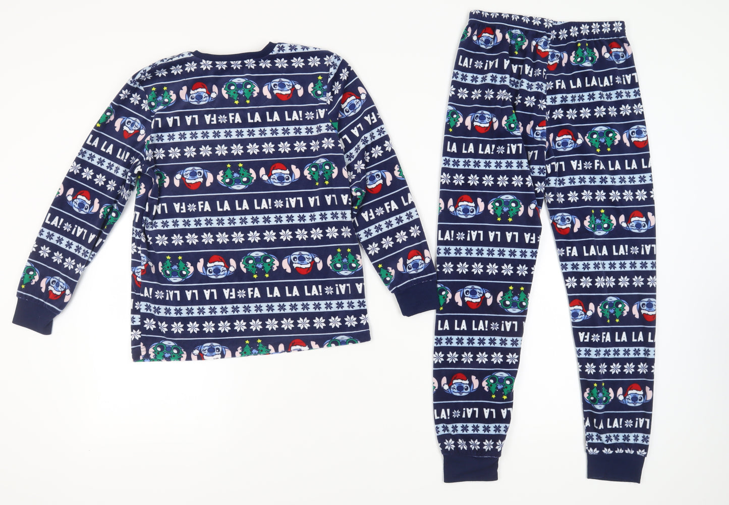 Disney Girls Blue Stitch Christmas Pyjama Set, 9-10 Years