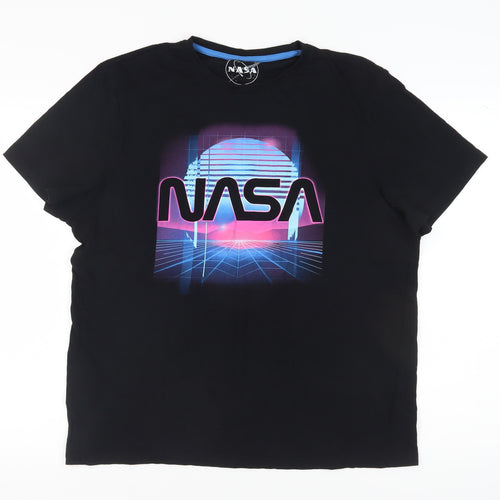 NASA Men's Black Space Graphic T-Shirt, XL, Cotton
