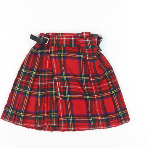 James Pringle Girls Red Wool Pleated Skirt, Age 4