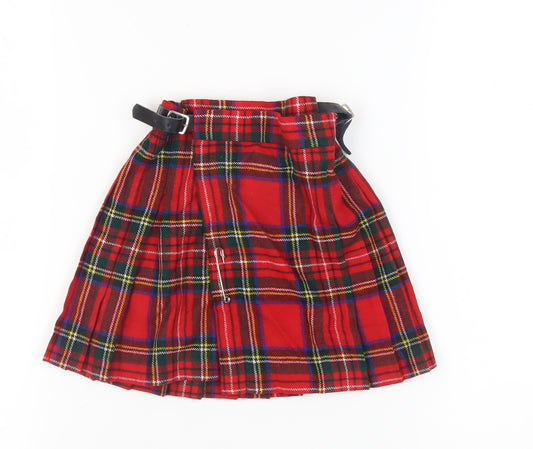 James Pringle Girls Red Wool Pleated Skirt, Age 4