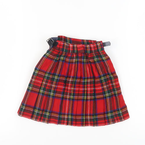 James Pringle Girls Red Wool Pleated Skirt, Age 4