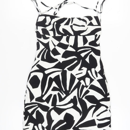 Zara Women's Black White Mini Geometric Dress S