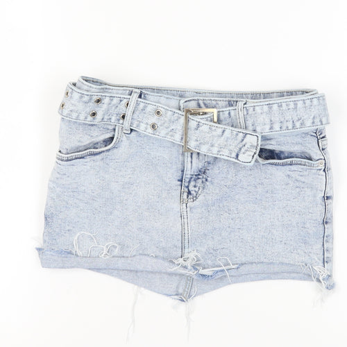 Bershka Women's Blue Denim Mini Skirt, Size 4, Casual