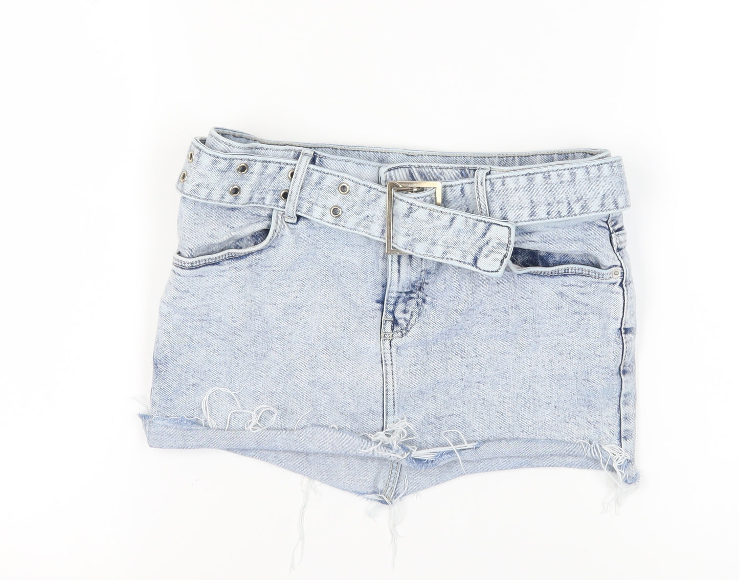 Bershka Women's Blue Denim Mini Skirt, Size 4, Casual