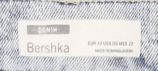 Bershka Women's Blue Denim Mini Skirt, Size 4, Casual