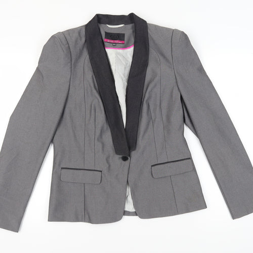 Next Women's Grey Blazer, Size 16, Slim Fit, Shawl Lapel