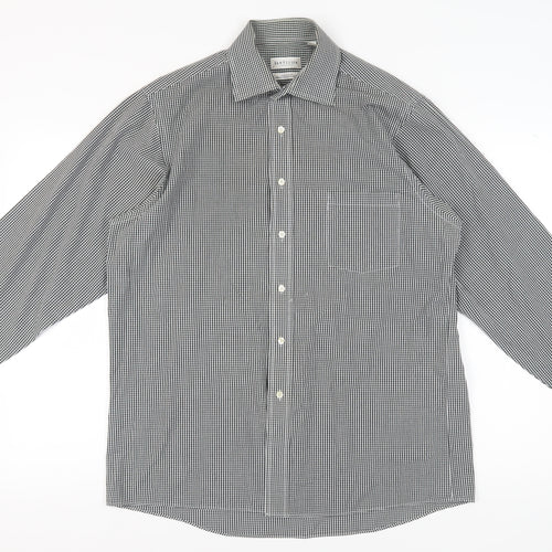 Van Heusen Men's Black Check Long Sleeve Shirt Size 16