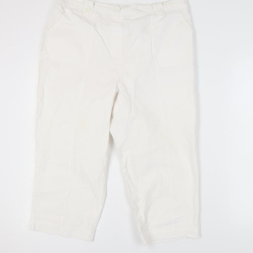 Izabel Women's White Cropped Trousers, Size 18