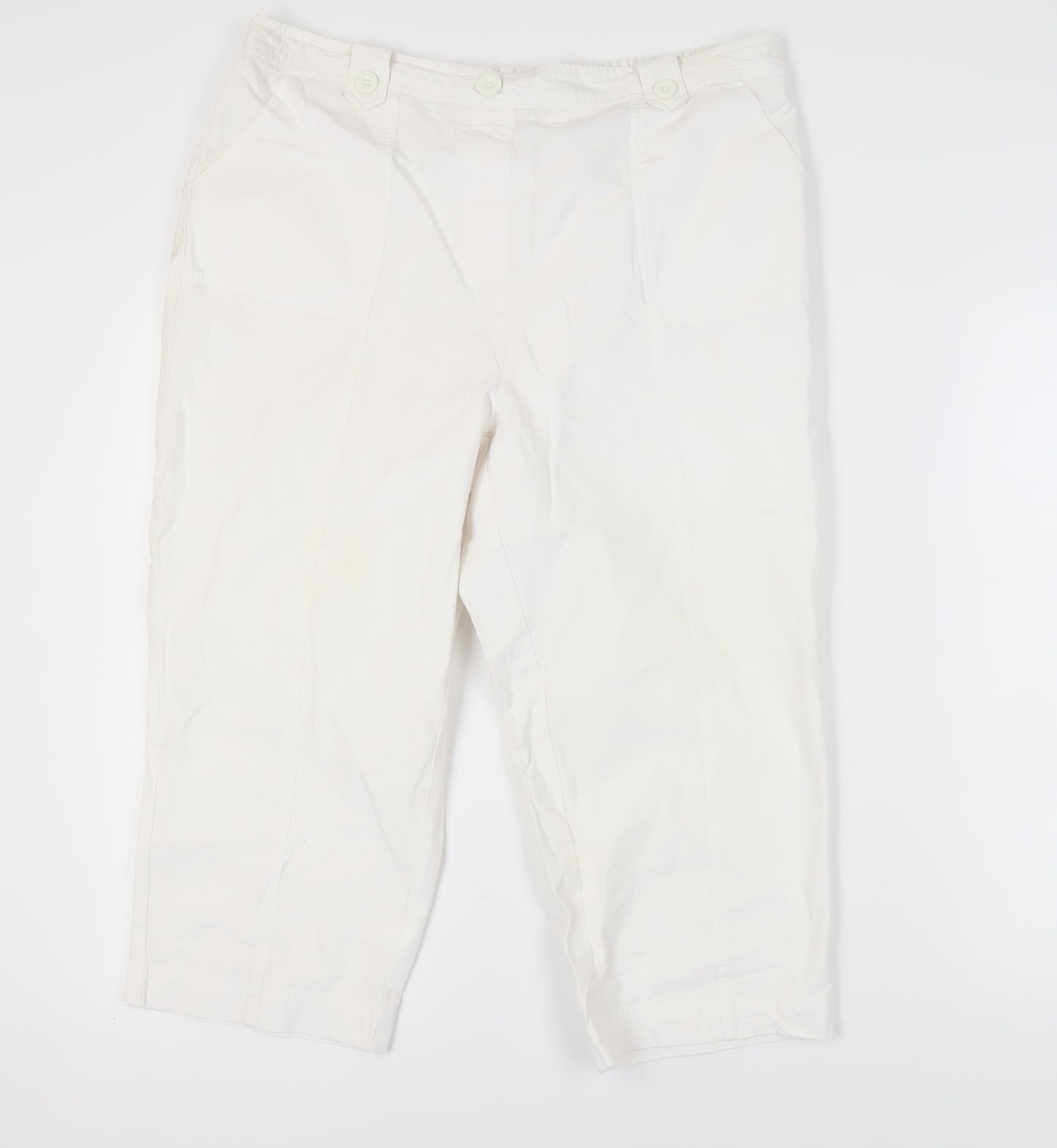 Izabel Women's White Cropped Trousers, Size 18