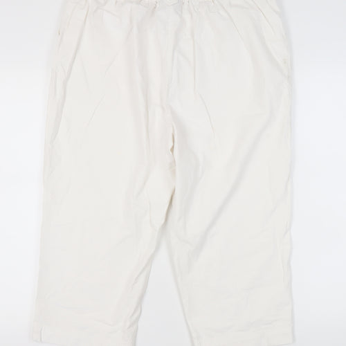 Izabel Women's White Cropped Trousers, Size 18