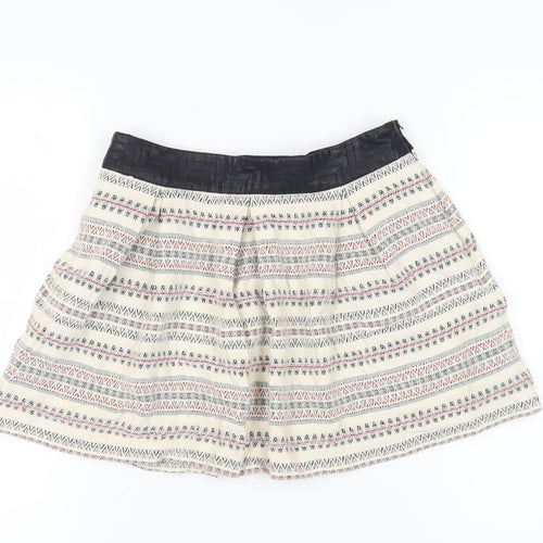 Zara Women Multicoloured Mini Skirt L Geometric Pattern
