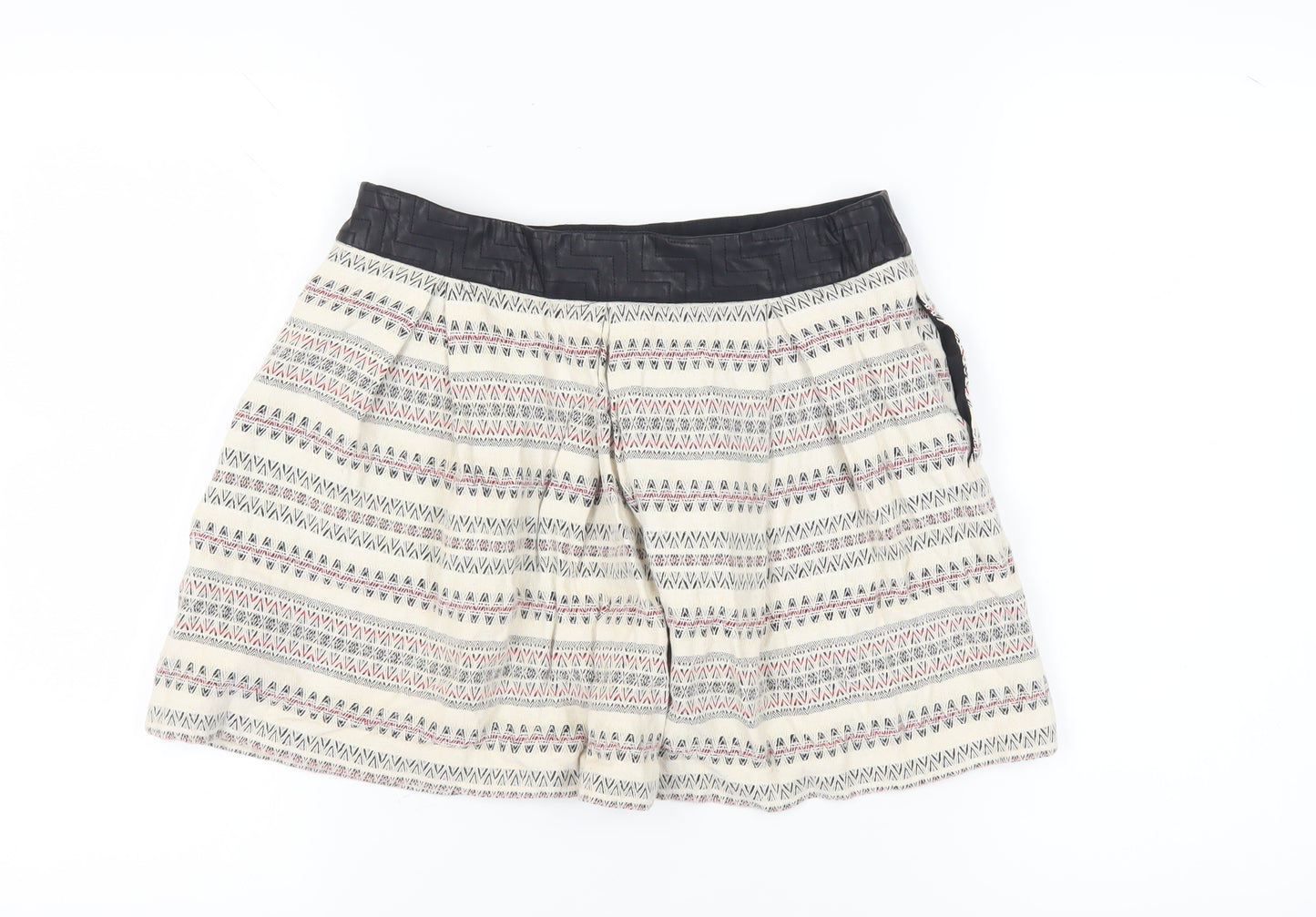 Zara Women Multicoloured Mini Skirt L Geometric Pattern