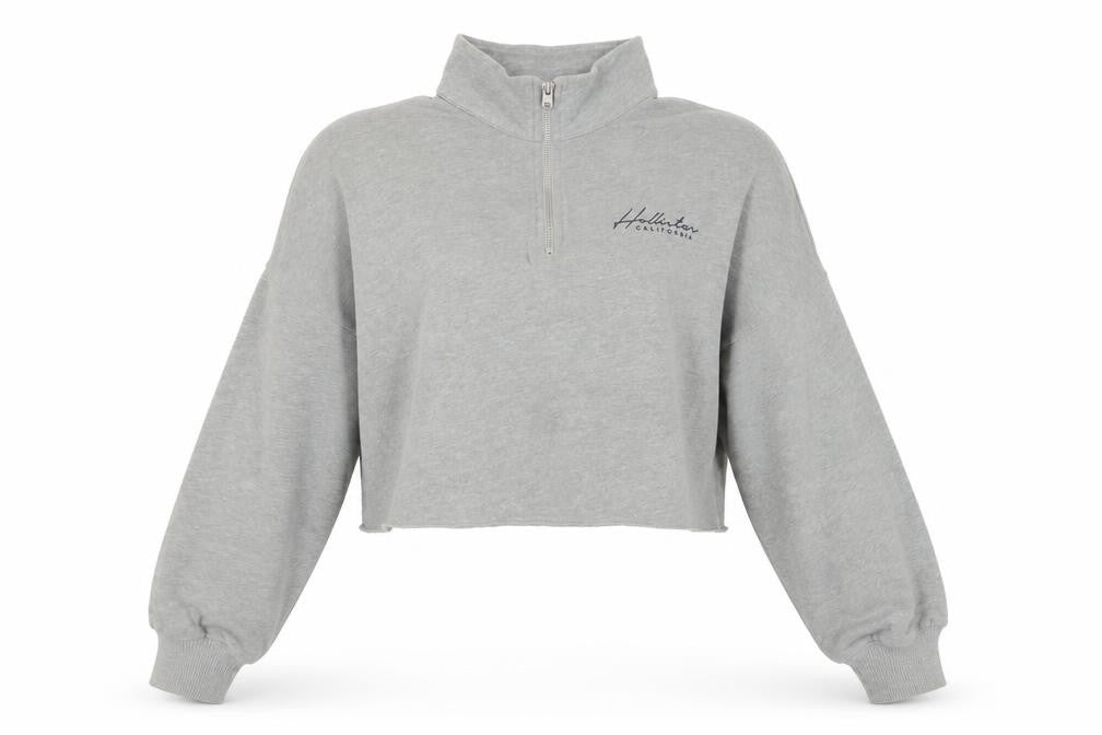 Front view of Hollister Women's Grey Pullover Sweatshirt M