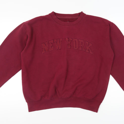 New York Popular Women's Red Sweatshirt M Cotton Blend