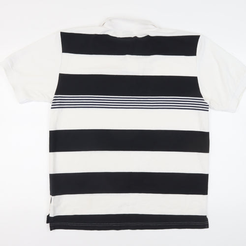 Lonsdale Men's Black Striped Polo Shirt - Large