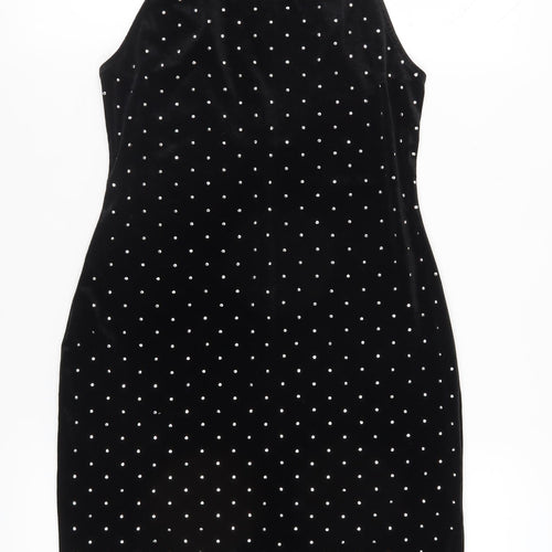 H&M Women's Black Polka Dot Bodycon Midi Dress, Size 12