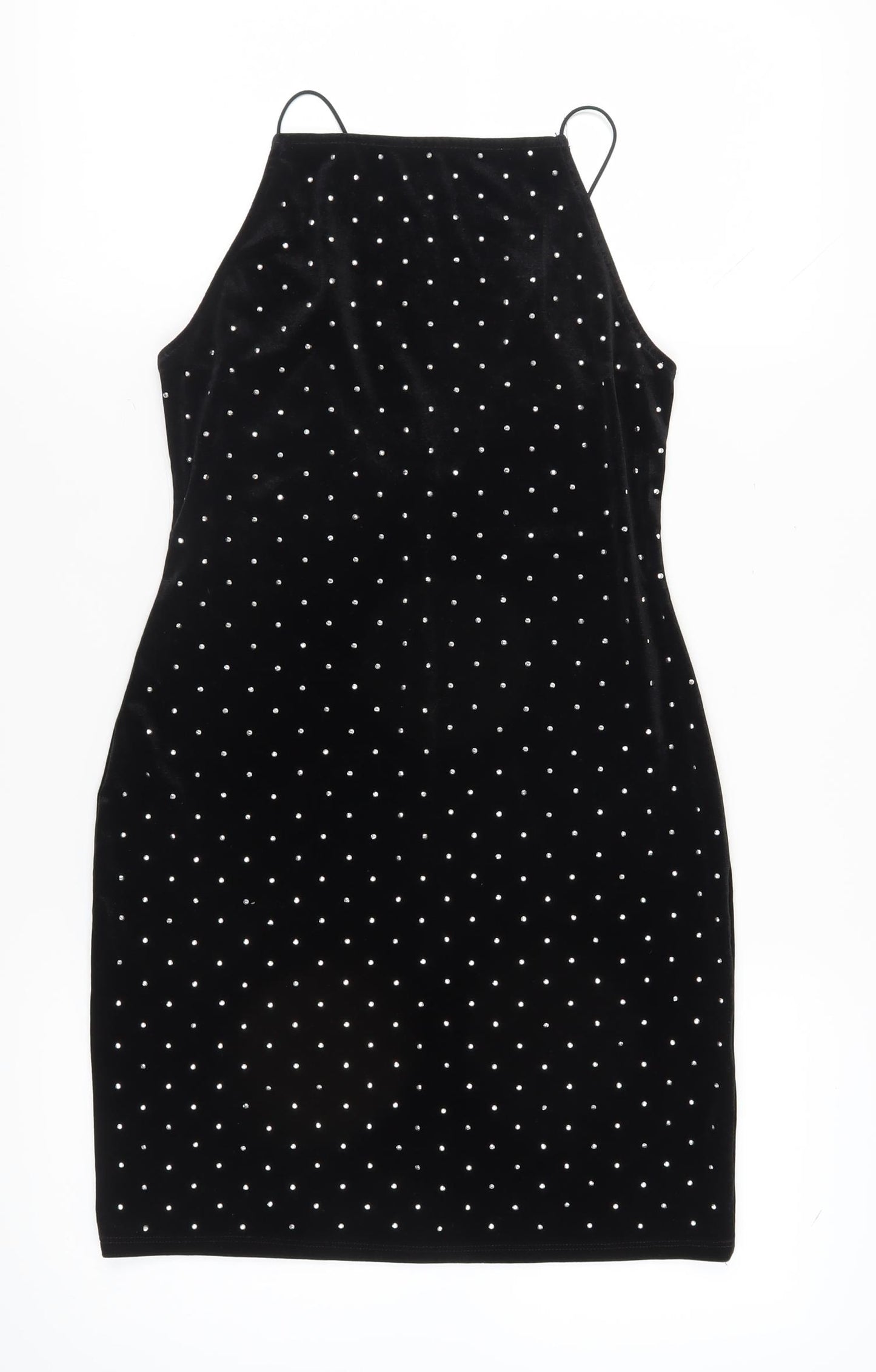 H&M Women's Black Polka Dot Bodycon Midi Dress, Size 12