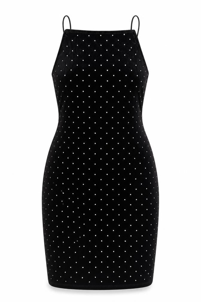 H&M Women's Black Polka Dot Bodycon Midi Dress, Size 12