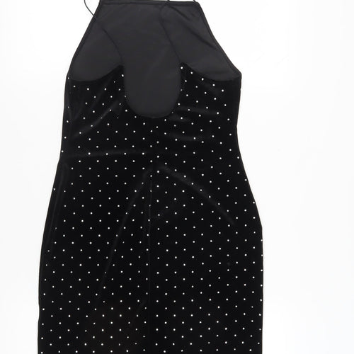 H&M Women's Black Polka Dot Bodycon Midi Dress, Size 12