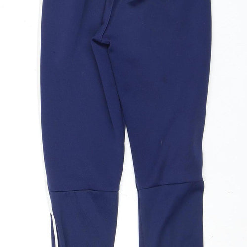 Adidas Boys Blue Track Pants 7-8 Years with Side Stripes