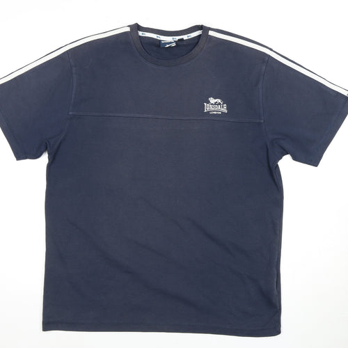 Lonsdale Men's Blue Crew Neck T-Shirt Size L, Logo Accent