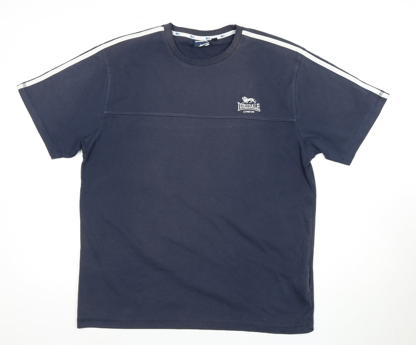 Lonsdale Men's Blue Crew Neck T-Shirt Size L, Logo Accent