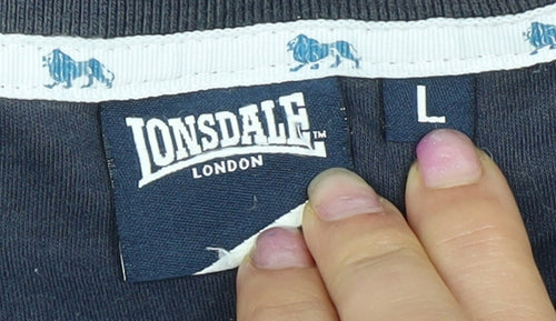 Lonsdale Men's Blue Crew Neck T-Shirt Size L, Logo Accent