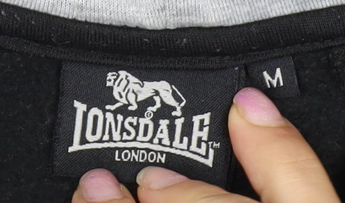 Lonsdale London Men's Black Medium Full Zip Hoodie