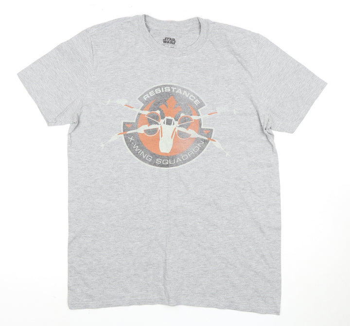 Star Wars Grey Men's T-Shirt, Medium, Short Sleeve