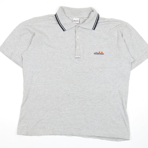 Ellesse Men's Grey Polo, M, Cotton, Short Sleeve