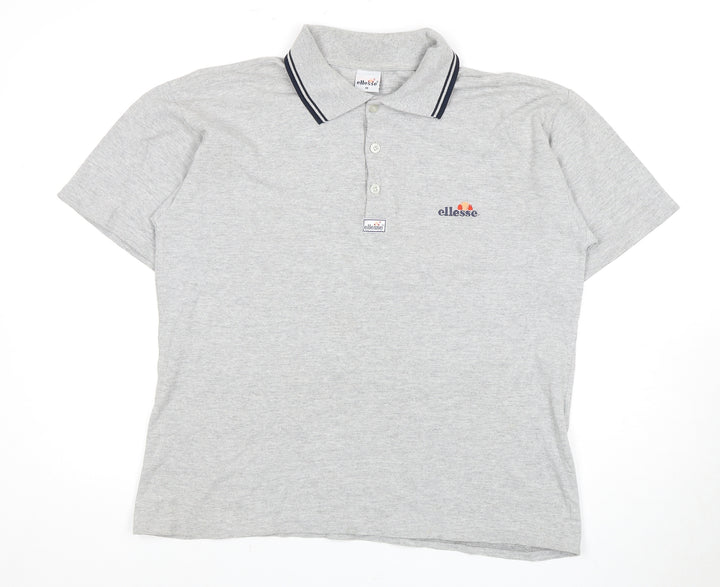 Ellesse Men's Grey Polo, M, Cotton, Short Sleeve