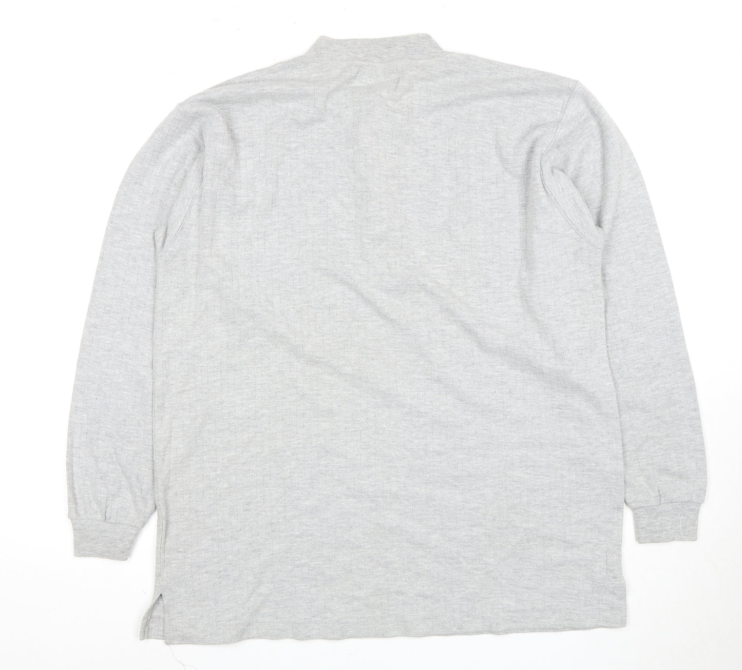 Topman Men's Grey Henley Long Sleeve T-Shirt S