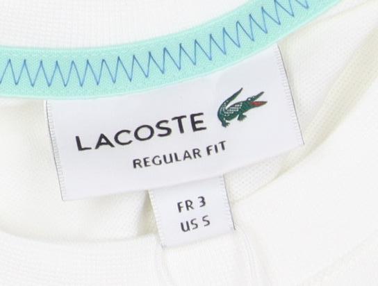Lacoste Men's White Graphic Cotton Tee, Size S