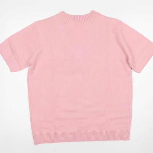 DAMART Women's Pink V-Neck Henley Jumper L