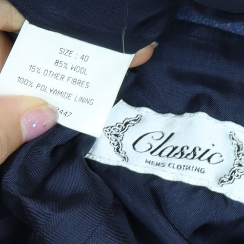 Classic Men's Blue Blazer, Size 40, Wool Jacket