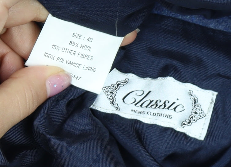 Classic Men's Blue Blazer, Size 40, Wool Jacket