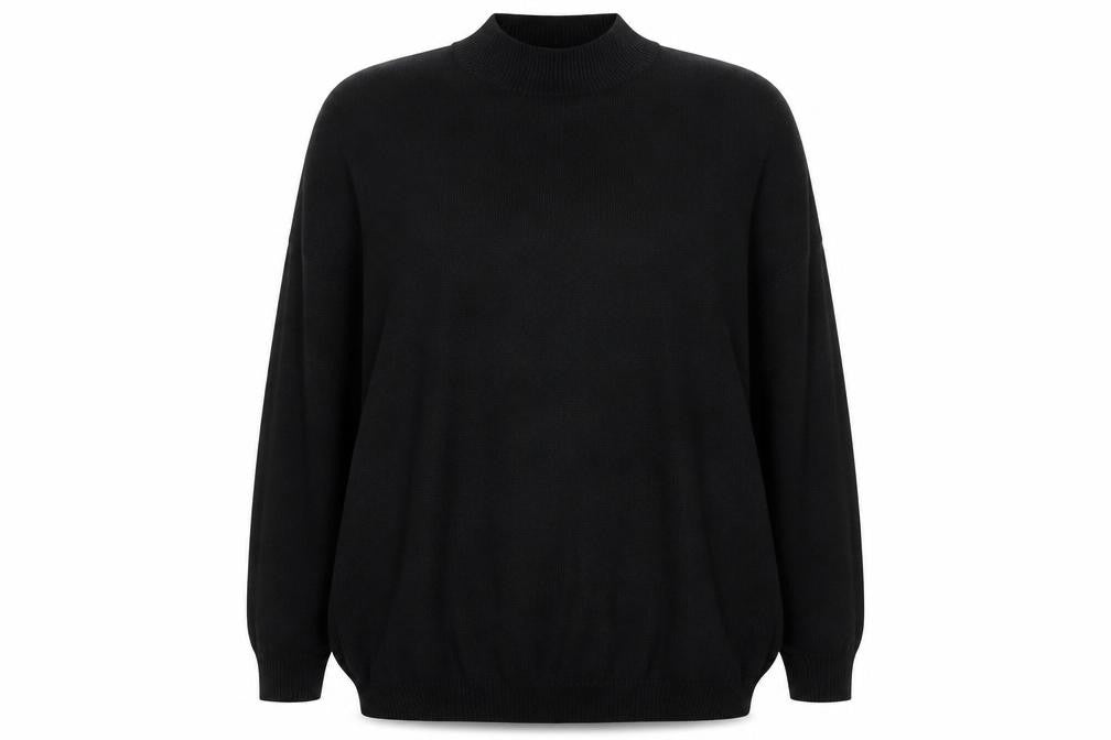 Front view of Collusion Women's Black High Neck jumper, size 10