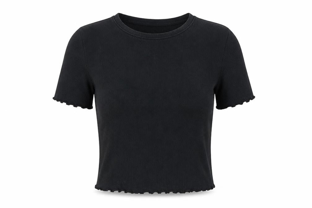 Front view of Collusion Women’s Black Slim T-Shirt, size UK 10
