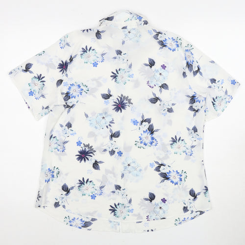 Marks & Spencer Women's Blue Floral Button-Up Blouse Size 14