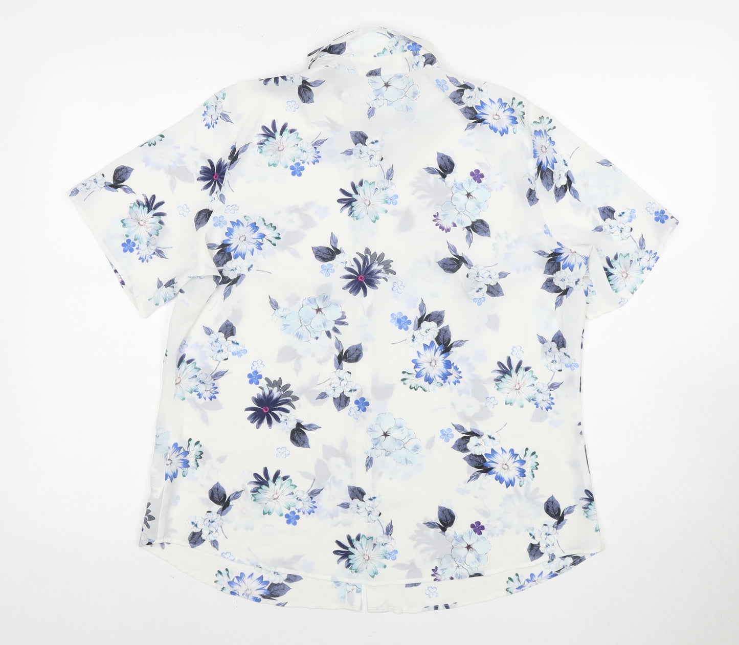 Marks & Spencer Women's Blue Floral Button-Up Blouse Size 14