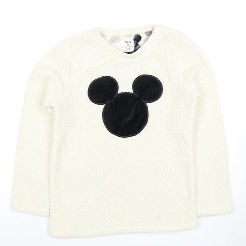 Disney Women's White Fleece Mickey Mouse Lounge Top