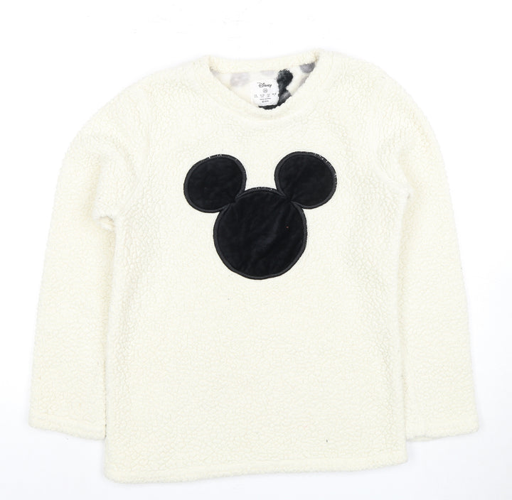 Disney Women's White Fleece Mickey Mouse Lounge Top