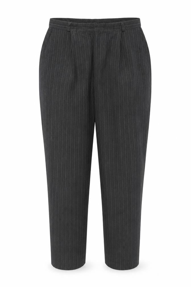 Front view of Marks & Spencer Grey Women's Striped Trousers, size 16