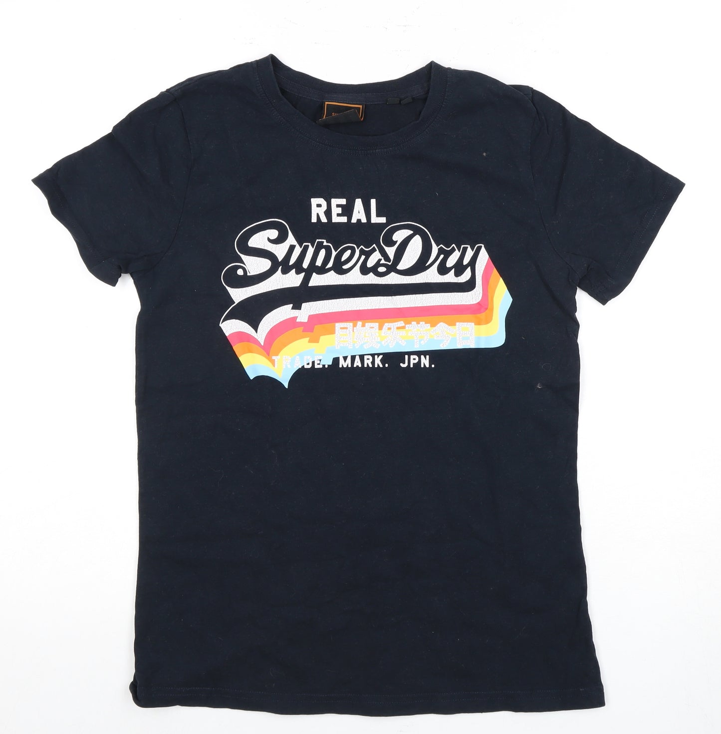 Superdry Women's Blue T-Shirt, Size 8, Casual Graphic