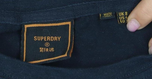 Superdry Women's Blue T-Shirt, Size 8, Casual Graphic